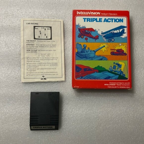 Mattel Intellivision Triple Action and Horse Racing Vintage Video Games - Picture 3 of 5
